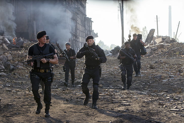 The Expendables, The Expendables 3, Antonio Banderas, Barney Ross, Doc (The Expendables), Dolph Lundgren, Galgo (The Expendables), Gunnar Jensen, Jason Statham, Lee Christmas, Sylvester Stallone, Wesley Snipes, HD тапет