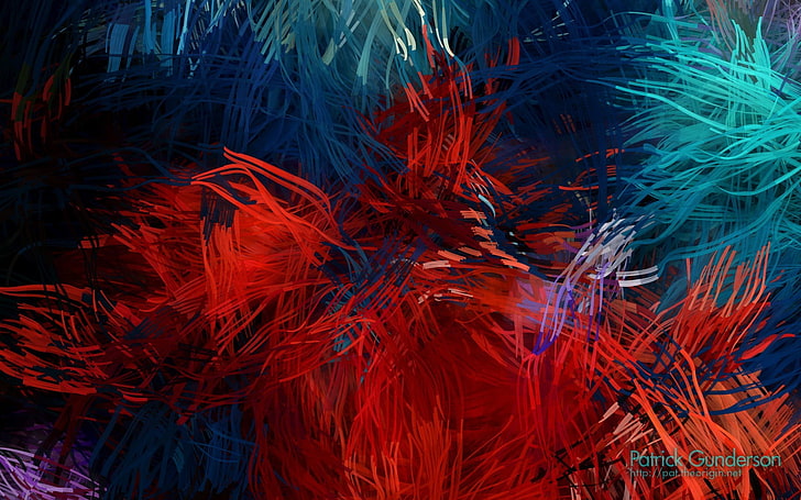 percikan cat merah dan biru, sederhana, latar belakang sederhana, minimalis, abstrak, Wallpaper HD