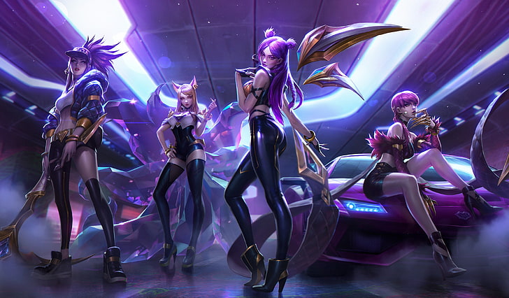 Summoner's Rift, gry wideo, League of Legends, Kai'Sa (League of Legends), Ahri (League of Legends), Akali (League of Legends), Evelynn (League of Legends), Tapety HD