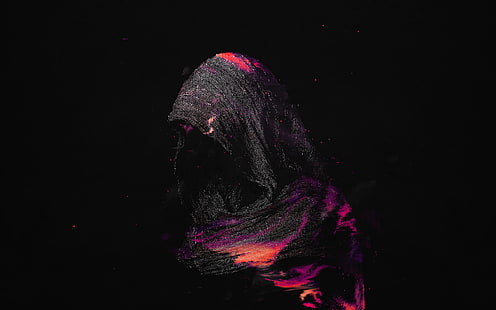 czarno-różowy hidżab, Hani Jamal, ciemny, Variados, Tapety HD HD wallpaper