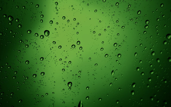 green glass, drops, macro, bubbles, texture, green, water drops style, green texture, HD wallpaper
