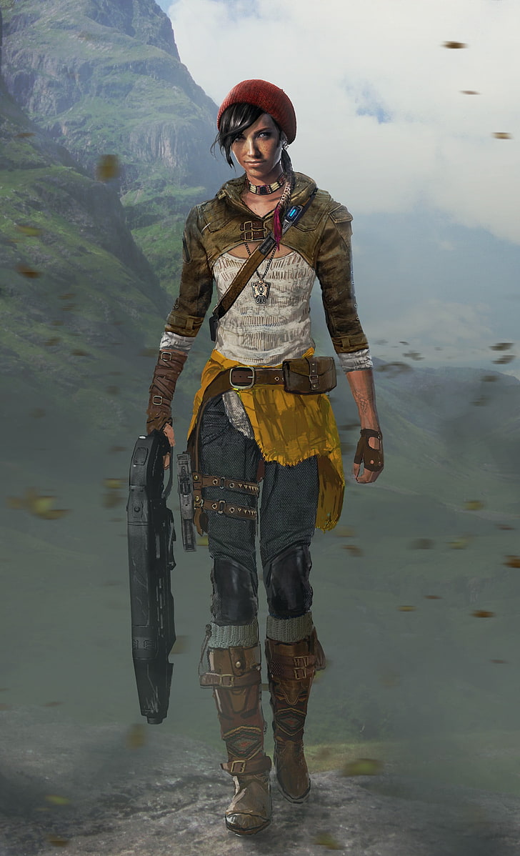 девушка с цифровыми обоями для винтовки, Gears of War 4, компьютерные игры, Kait, Gears of War, HD обои, телефон обои