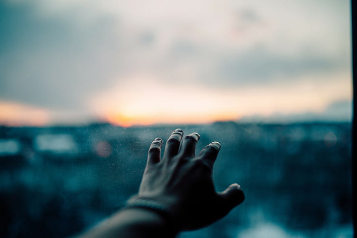 Hände, Schärfentiefe, Fenster, Sonnenuntergang, HD-Hintergrundbild