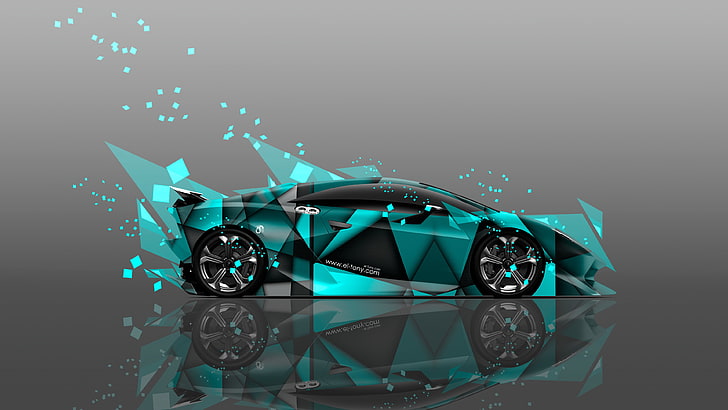 teal coupe, Color, Lamborghini, Wallpaper, Fragments, Car, Art, Abstract, Photoshop, Design, Style, Wallpapers, Side, Colors, Sesto Elemento, 2014, el Tony Cars, Tony Kokhan, Airbrushing, Aerography, Side View, Azure, Turquoise, The Sesto Elemento, HD wallpaper