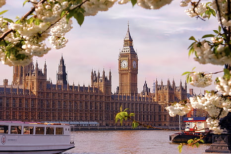 Istana Westminster, London, kota, Inggris, London, gedung parlemen, sungai, Wallpaper HD HD wallpaper