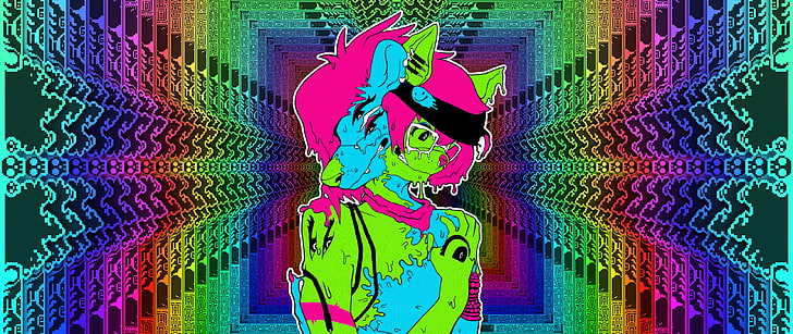 abstract graphics, Lapfox Trax, Rotten (character), Darius, rave, Make Acid, psychedelic, HD wallpaper
