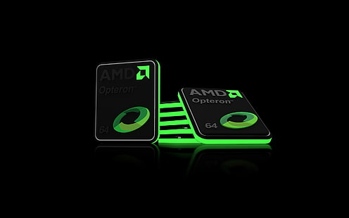 AMD Opteron 64プロセッサー、プロセッサー、CPU、AMD、黒、緑、 HDデスクトップの壁紙 HD wallpaper