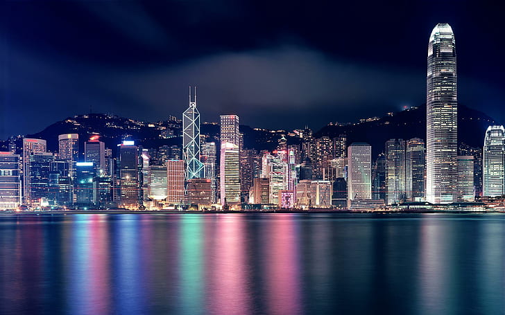 هونغ كونغ ، هونغ كونغ ، المشي في المدينة ، الليل ، هونغ كونغ ، هونغ كونغ ، المشي في المدينة ، الليل، خلفية HD