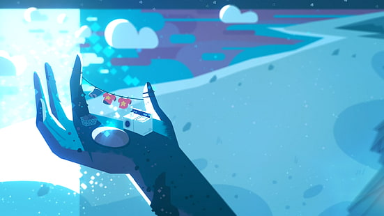 Steven Universe, cartoon, blue, hands, HD wallpaper HD wallpaper