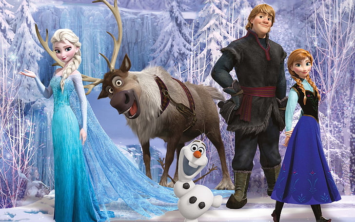 Movie, Frozen, Anna (Frozen), Elsa (Frozen), Frozen (Movie), Kristoff (Frozen), Olaf (Frozen), Sven (Frozen), HD wallpaper