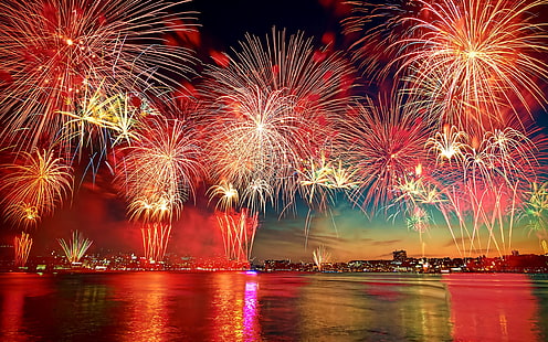 Beautiful New Year Fireworks, HD wallpaper HD wallpaper