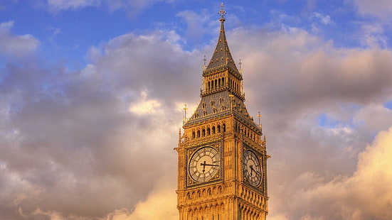 Биг Бен, архитектура, Биг Бен, Англия, башня с часами, природа и пейзажи, HD обои HD wallpaper