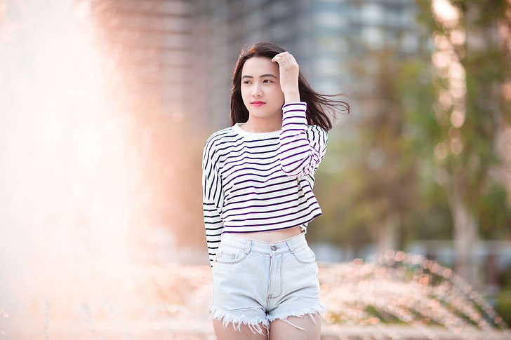 beautiful, beauty, blur, care, casual, cute, daylight, fashion, female, girl, hair, model, outdoors, park, person, photoshoot, pretty, smile, woman, young, HD wallpaper