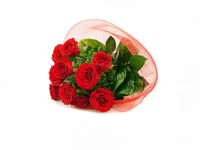 rosas rojas, ramo, rosas, flores, hermosas, Fondo de pantalla HD HD wallpaper