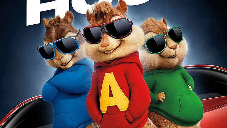 Alvin and the Chipmunks wallpaper, alvin and the chipmunks, the road chip, alvin, simon, theodore, HD wallpaper