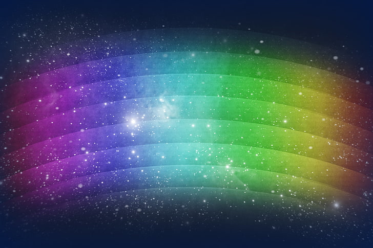 rainbow illustration, rainbow, wavy, background, lines, dots, glitter, HD wallpaper