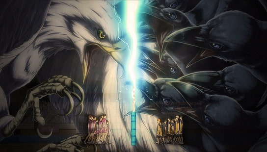 аниме обои две птицы, Haikyuu !!, Карасуно, Shiratorizawa, орел, ворона, аниме, HD обои HD wallpaper