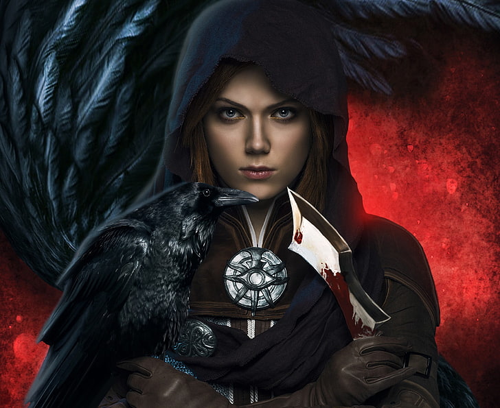 dziewczyna, krew, kaptur, sztylet, Raven, Dragon Age: Inquisition, Leliana, Tapety HD