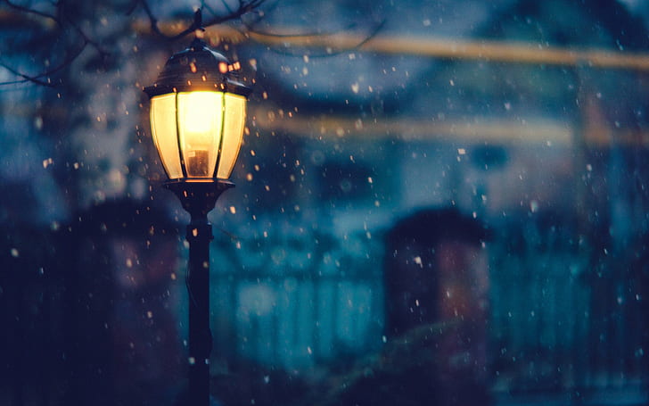Lantern, lighting, night, snow, winter, Lantern, Lighting, Night, Snow, Winter, HD wallpaper