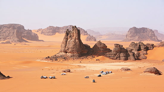 砂漠、ワディ、サハラ、アルジェリア、岩、アフリカ、風景、砂、地質、空、形成、 HDデスクトップの壁紙 HD wallpaper
