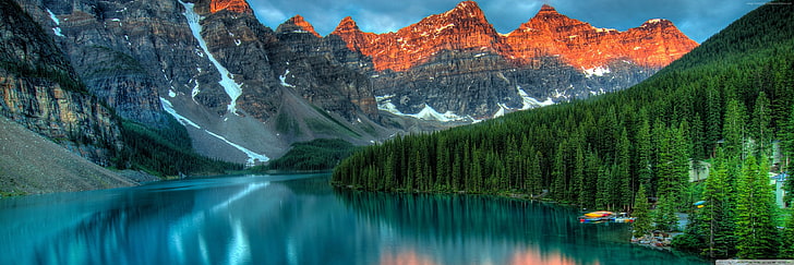 كندا ، 4K ، بحيرة مورين ، الجبال ، بانف ، الغابة، خلفية HD