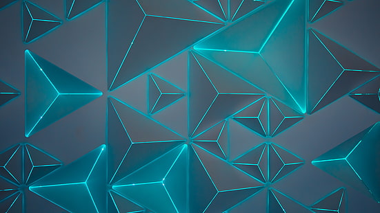 Teal Neon Geometric 5K, Néon, Géométrique, Teal, Fond d'écran HD HD wallpaper