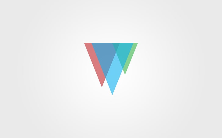 blue, green, and red illustration, minimalism, triangle, abstract, HD wallpaper