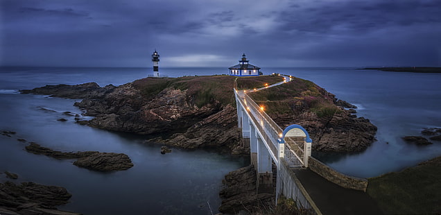  sea, lighthouse, Galicia, Isla Pancha, HD wallpaper HD wallpaper