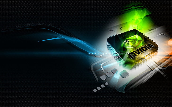 czarny procesor komputerowy Nvidia, nvidia, zielony, niebieski, biały, chip, Tapety HD