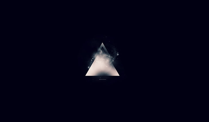 Demir Adam logosu, minimalizm, üçgen, mavi arka plan, duman, HD masaüstü duvar kağıdı