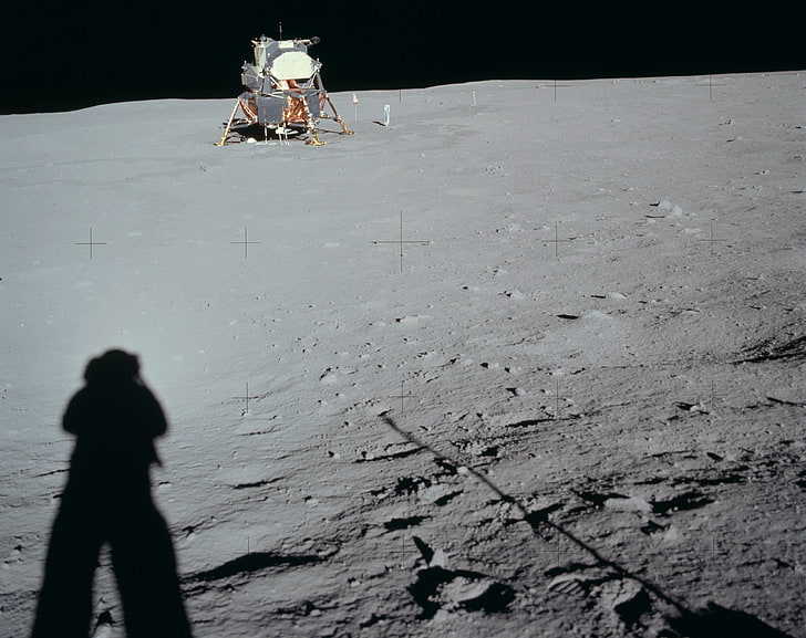 アポロ11号ミッション、灰色と黒のロボット、宇宙、月、NASA、アポロ、月、ゴダード、アポロランディングサイト、 HDデスクトップの壁紙