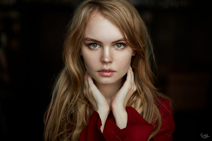 Anastasia Scheglova, kvinnor, modell, blond, porträtt, långt hår, HD tapet