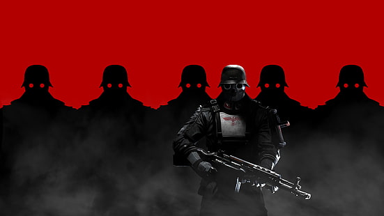 оружие, солдаты, свастика, маска, немцы, шлемы, Bethesda Softworks, MachineGames, Wolfenstein: Новый порядок, HD обои HD wallpaper