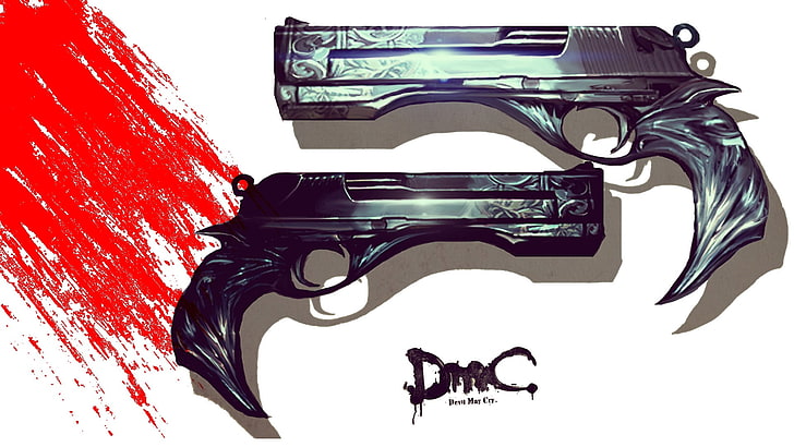 svart halvautomatisk pistol, Devil May Cry, pistol, Ebony and Ivory (Devil May Cry), videospel, HD tapet