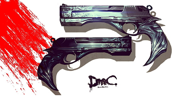 pistola semi-automática preta, Devil May Cry, pistola, Ebony e Ivory (Devil May Cry), videogames, HD papel de parede HD wallpaper