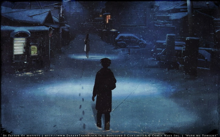 person wearing black top and bottoms outfit at night paitning, 5 Centimeters Per Second, anime, HD wallpaper