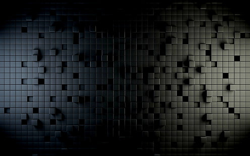 digital art, render, cube, square, dark, HD wallpaper HD wallpaper
