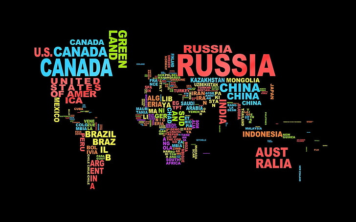 peta dunia dengan ilustrasi nama negara, peta, negara, bola dunia, dunia, Wallpaper HD