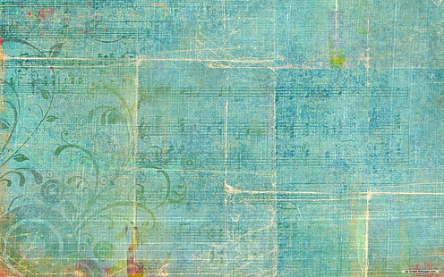 carta da parati floreale verde e verde acqua, trama, sfondo, superficie, motivo, sbiadito, Sfondo HD HD wallpaper