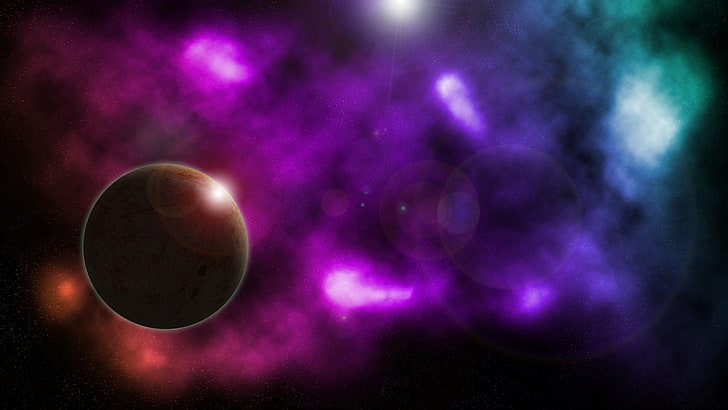 Ilustración de planeta marrón redondo, espacio, planeta, nebulosa, espacio profundo, arte espacial, arte digital, Fondo de pantalla HD