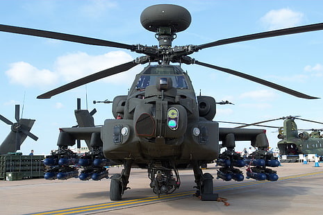 черный вертолет Apache, военные, вертолеты, самолеты, Boeing Apache AH-64D, AH-64 Apache, военный самолет, транспортное средство, HD обои HD wallpaper