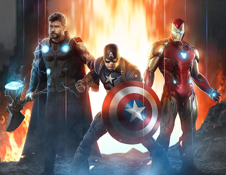 The Avengers, Avengers EndGame, Captain America, Iron Man, Marvel Comics, Thor, HD тапет