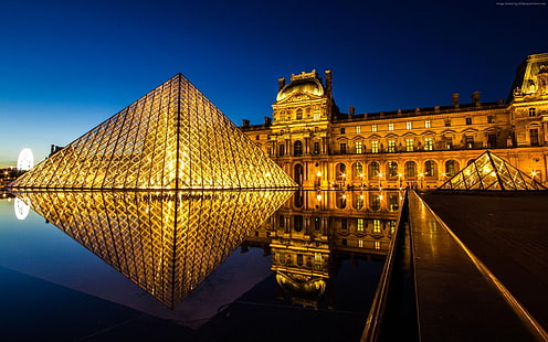 Museo del Louvre france-Travel Sfondi desktop gratis, Museo del Louvre, Parigi, Sfondo HD HD wallpaper