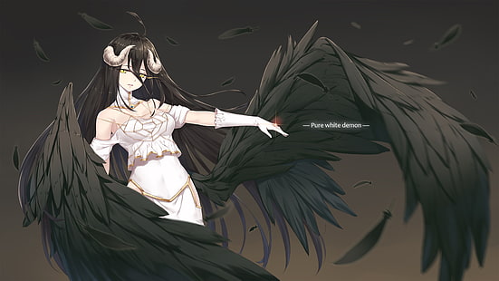 filles anime, Overlord (anime), Albedo (OverLord), ailes, Fond d'écran HD HD wallpaper