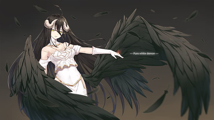 Overlord (anime), anime girls, wings, Albedo (OverLord), HD wallpaper