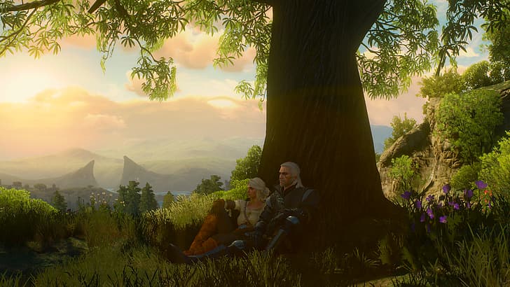 The Witcher, The Witcher 3, video games, screen shot, Toussaint, CD Projekt RED, Ciri (The Witcher), Geralt of Rivia, The White Wolf, The Witcher 3: Wild Hunt - Blood and Wine, HD wallpaper