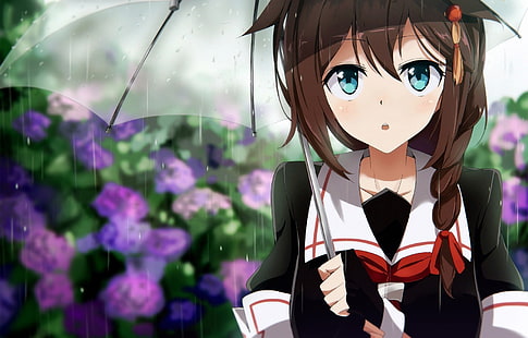 Collezione Kantai, Shigure (KanColle), anime girls, ombrello, Sfondo HD HD wallpaper