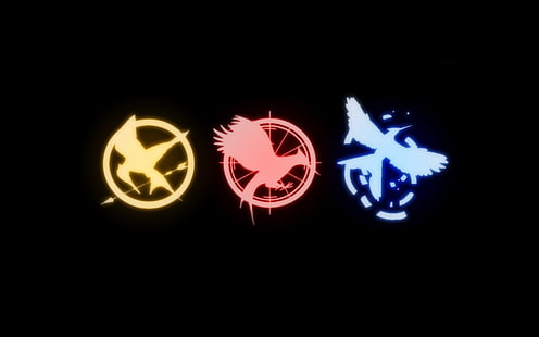 The Hunger Games, Mockingjay, and Catching Fire oleh Suzanne Collins logo, logo, Jay, The hunger games, Wallpaper HD HD wallpaper