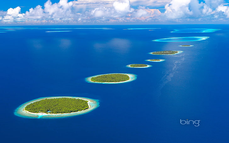 green islands, sea, the sky, island, Atoll, The Maldives, Maldives, Southern Maalhosmadulu Atoll, HD wallpaper