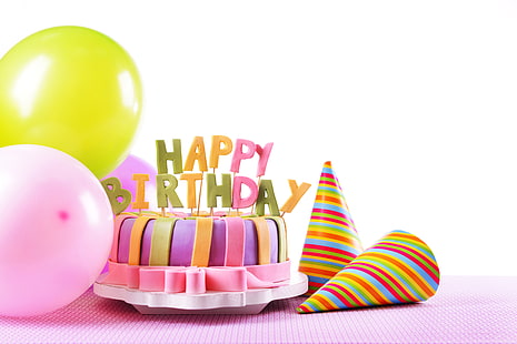 생일 축하 해요 벽지, 양초, 케이크, 단, 장식, 행복, 생일, HD 배경 화면 HD wallpaper